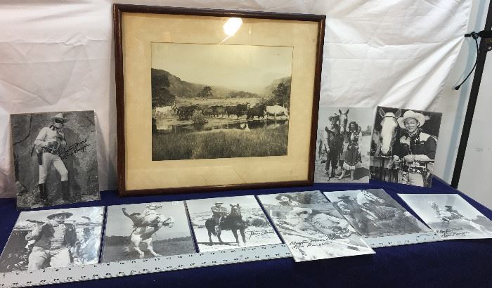 Old West framed art and 8" x 10" collectible Photos