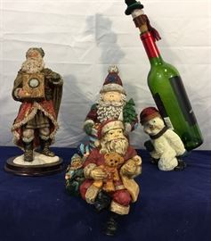 Chalkware Christmas decorations and stocking holder