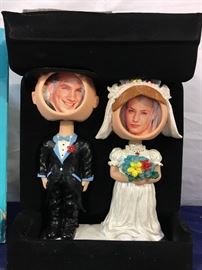 Bobble head bride and groom picture frames