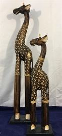 Wooden Giraffe pair