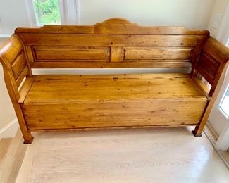 Pine bench with storage