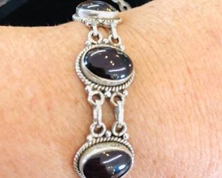Sterling Silver Garnet Bracelet