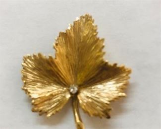 14K Diamond brooch . Tested and guaranteed