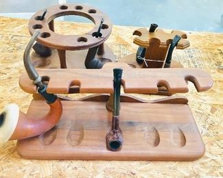 Pipes and Pipe Holder Lot