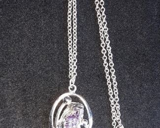 Custom Made Sterling Silver & Amethyst Geode Necklace Master Piece