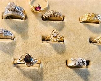 14K and 10K Gold Rings Diamonds and Gemstones