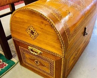 Absolutely Gorgeous Inlaid Wooden Egyptian Trunk . The Craftsmanship is Phenomenal