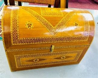 Absolutely Gorgeous Inlaid Wooden Egyptian Trunk . The Craftsmanship is Phenomenal