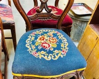 Antique Chair with Needlepoint Seat