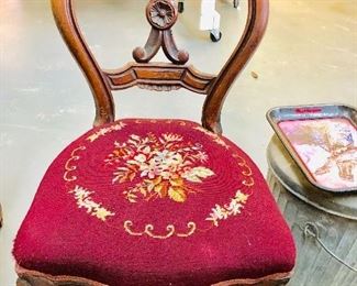 Antique Chair with Needlepoint Seat