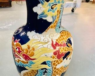 Tall Floor Vase with Dragon Motif. can be used as a Cane Holder
