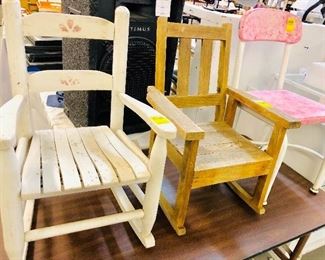 Children's Wooden Rockers and metal child's chair
