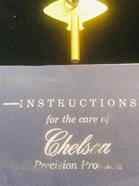 Working Condition Chelsea U.S. Navy Clock. Note the old phone number on instruction book. Complete with key and instructions Found in an attic with all the WW11 equipment and old U.S. Navy photos.( Look these up)