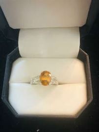 14 K Diamond and Citrine ring sz. 7