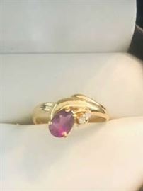 10K gold Amethyst and diamond ring size 8