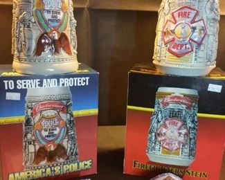 2 Steins two Serve and Protect Americas Police and firefighter Stein
