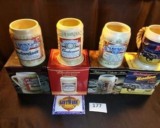 4 Budweiser collector series Stein