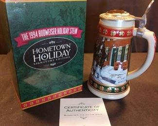 1994 Budweiser holiday Stein signature edition Hometown holiday