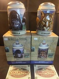 Budweiser endangered species series gorilla Stein and cougar Stein