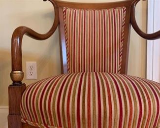 Biedermeier Armchairs, Pair, in Colefax and Fowler 'Riley Stripe'