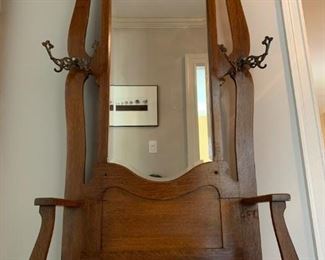 Quarter Sawn Oak Hall Tree with Mirror