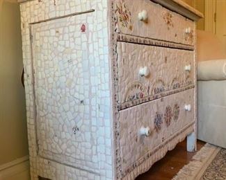 One of a Kind Handiwork, Mosaic Chest with Matching Mirror