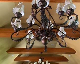 THREE Custom Wrought Iron Chandeliers