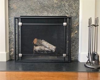 Modern Fireplace Screen and Tools