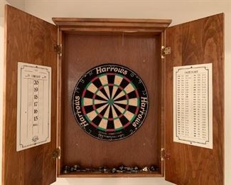 Harrows Dart Board with Wall Hanging Cabinet