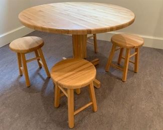 Eastern Butcher Block Table and Four Stools