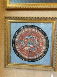 A round silk embroidery  from China beautifully framed 