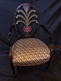 One of two Karnes chairs with different upholstery.  