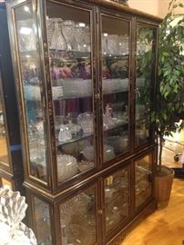 Large china cabinet filled with Fostoria Americana glassware 