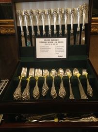 One of several sets of Grande Baroque sterling  silver dinnerware 