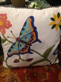 Springtime embroidered pillow