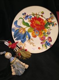 MacKenzie Childs serving plate and tassels