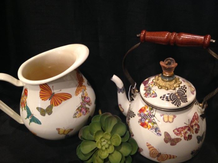 MacKenzie Childs pitcher and teapot