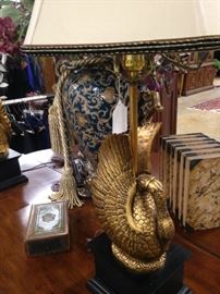 Ornate swan lamp