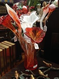 Lovely art glass flowers and vase