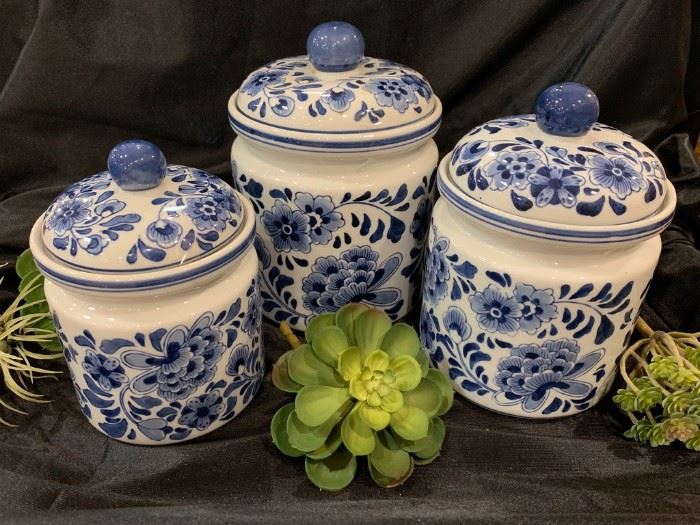 Blue & white canisters