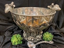 Fabulous metalware punch bowl & ladle 