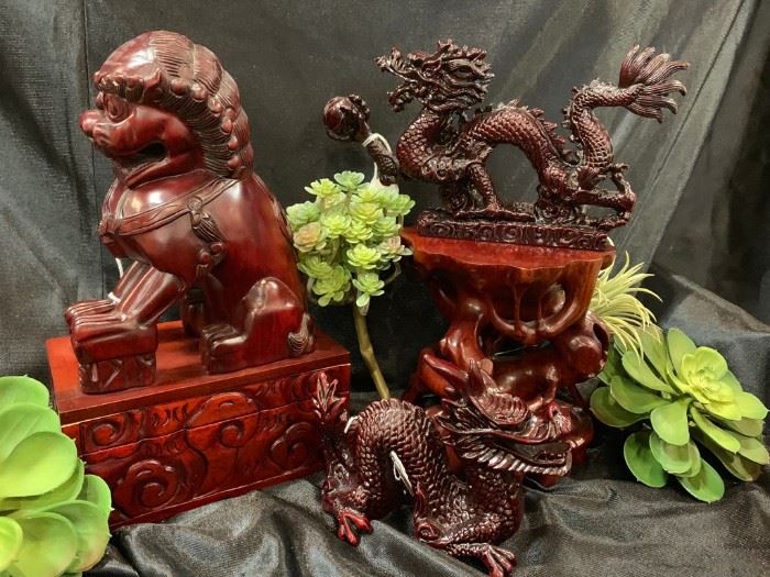 Carved Asian statues
