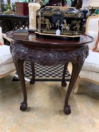 Side table with detailed carving