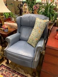 Pale blue leather chair