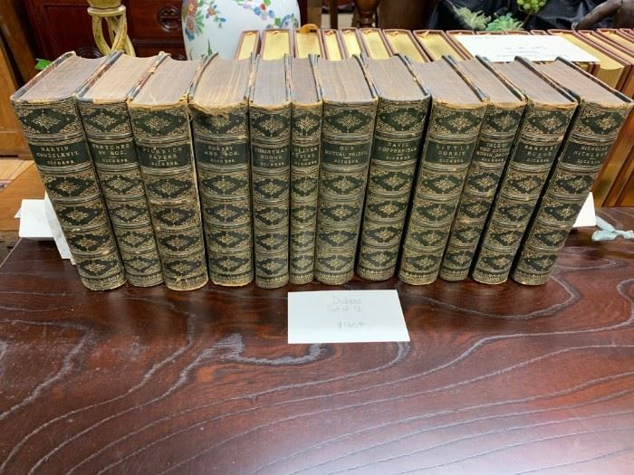 Additional antique books in green & gold