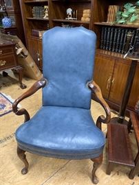Impressive blue leather arm chair