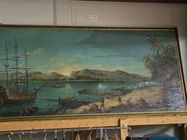 Extra large antique framed art