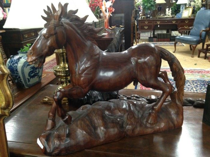 One of several horse statues