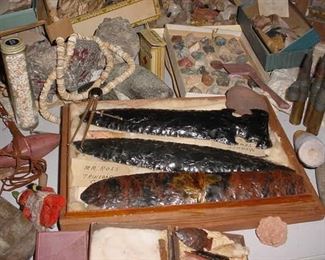ALL of these spear points, arrowheads etc., are marked where and when they were obtained and all are VERY early last Century.