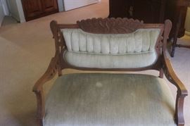 Victorian Love seat and side chair ( Carved Oak Leaf)